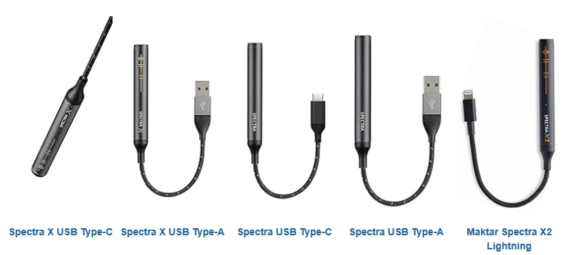 Spectra X connector and version comparison for Type-C and Micro USB models